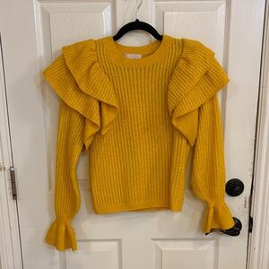 Rachel Parcell Mustard Ruffled Sweater